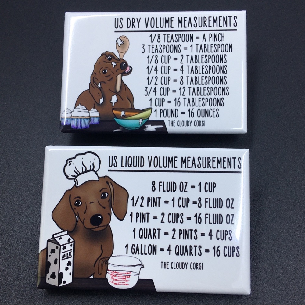 Dachshund Dog Kitchen Measuring Chart Magnets